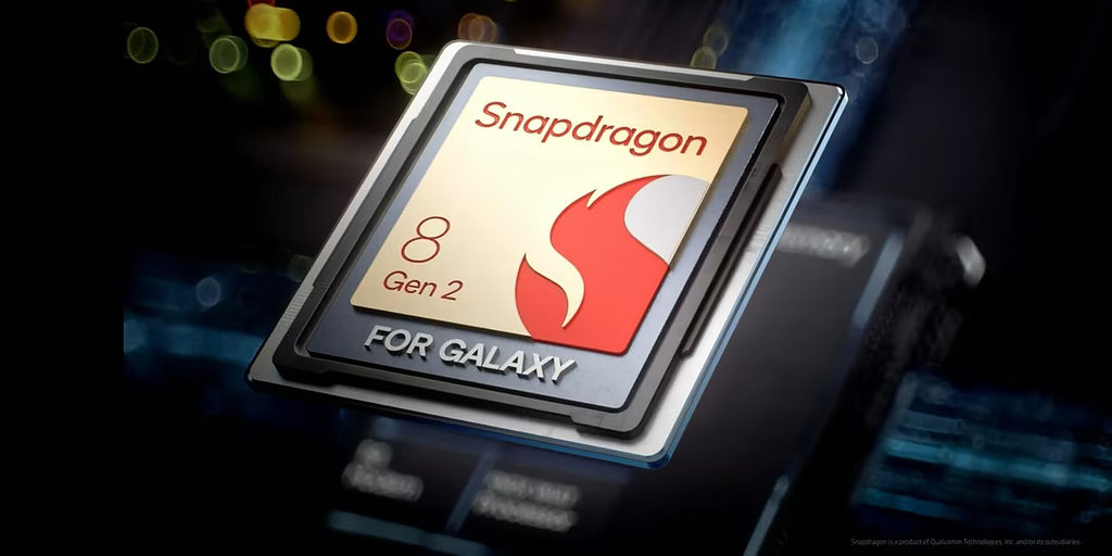 Image of a microchip — Snapdragon 8 Gen 2 Mobile Platform for Galaxy.