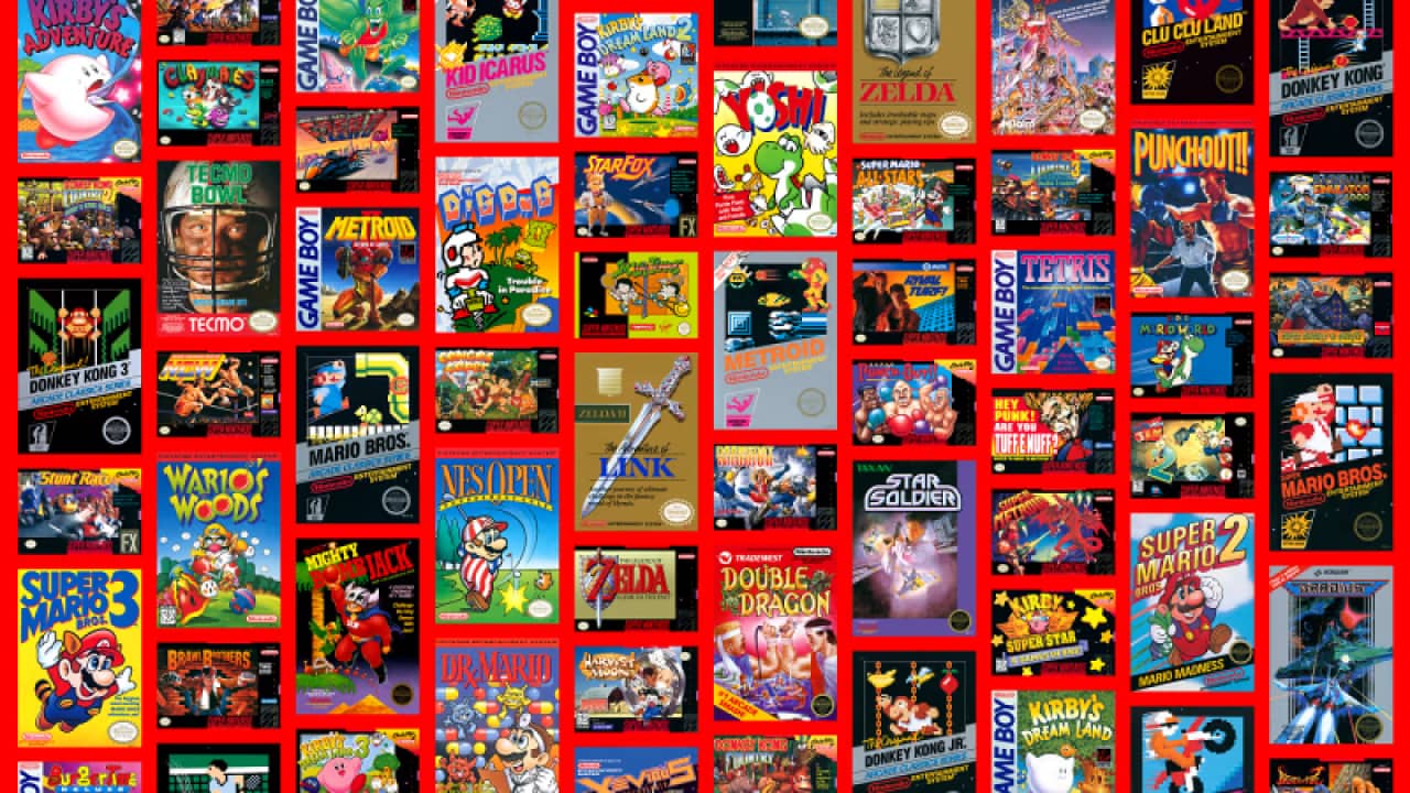 Nintendo Switch games library, gallery view.